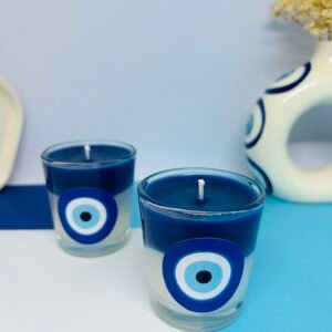 evil eye jar candle blue decorative candle