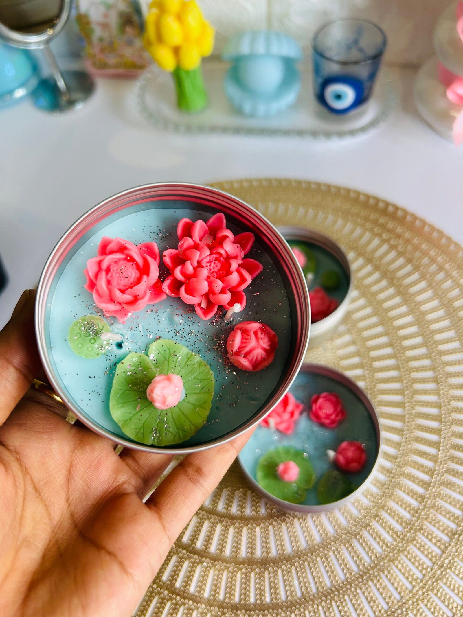 lotus pond tin jar candle