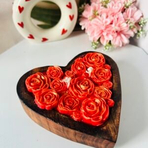 wooden heart candle
